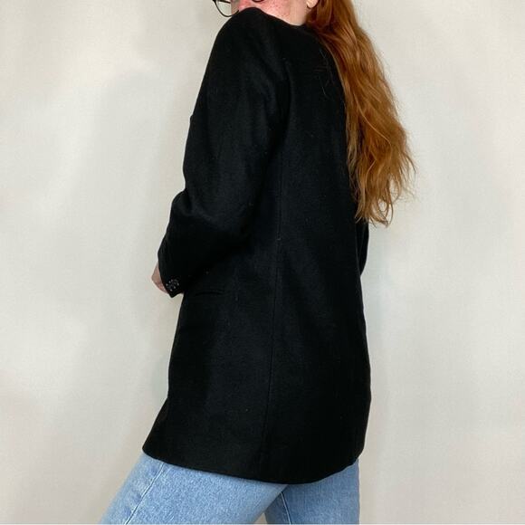 Vintage 90s Size 6 Wool & Cashmere Classic Black Blazer Jacket/Coat - Picture 4 of 11